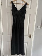 Vintage Next Black Evening Gown Dress With Faux Silk Panels Size 8