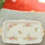 Royal Albert Lavinia 1124 Bone China Rectangular Floral Tray Gold Trim England
