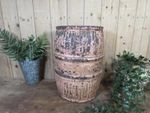 Vintage Rustic Pink Painted Metal Dolly Tub Planter 