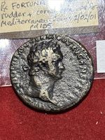 Domitian (AD 81-96) AS Roman AE bronze as coin Rev Fortuna  Rome mint