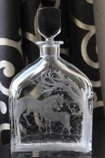 Vintage Swedish Orrefors Decanter with Engraved Mare & Foal