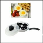 HOLE Egg Poacher Pan Non-Stick Cup Egg Boiler Saucepan Cookware with  Lid