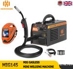 HZXVOGEN 145Amp MIG Welder Flux Core Welder IGBT Inverter Welding Machine Helmet