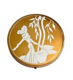 Vintage Powder Compact with Lady & Afghan Dogs circa 1940