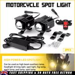 2PCS 20W MOTORCYCLE MOTORBIKE LED SPOT LIGHTS FOG DRIVING LIGHT RUNNING LAMPS UK