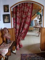 Quality Vintage  Fringed Linen  Porterie  Floral  Design  Reversible