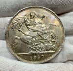 1887 Britain Victoria Silver Crown Jubilee Head, Superb High Grade Satin Lustre