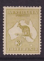 AUSTRALIA KANGAROO 1924 3d Olive-Green  3rd WMK MINT/MH SG 37B ( (SC11)