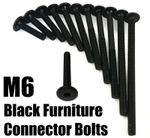 M6 Black Furniture Connector Bolts 12mm - 150mm Bed Cot Chair Desk Table Unit