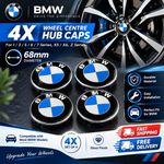 4X BMW ALLOY BLUE WHEEL CENTRE HUB CAPS 68mm E60 E90 E92 E82 E87 F10 F20 F30