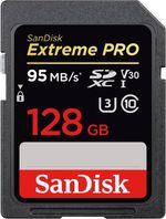 SanDisk Extreme PRO 128GB SDXC Memory Card up to 95MB/s UHS-1 Class 10, U3, V30