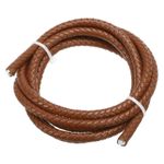 6mm Round Braided Leather Cord for Crafts Jewelry Making, Brown(1.1Yards)