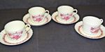 LIMOGES HAVILAND FRANCE CUPS & SAUCERS X4 PINK FLOWERS TEA SET   DINNER SERVICE