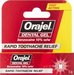 Orajel Extra Strength acute toothache dental gel – 10% w/w Benzocaine 5.3g