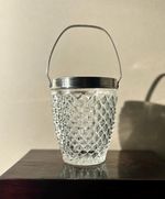 Vintage Cut Glass Ice Bucket with Silver Metal Handle – Mid Century Barware.