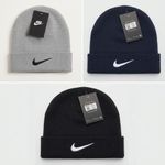 NIKE BEANIE HATS UNISEX WINTER KNITTED ONE SIZE BLACK  GREY & NAVY