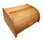 Wooden Bread Box Apollo Roll Top Bin Storage Loaf Kitchen Large - Brown