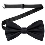 Black Bow Tie Adjustable Satin Wedding Party Event Dickie Bow Plain Mens Necktie