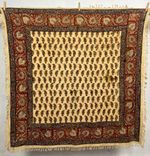 Vintage Hand Block Printed Figurative Irani Cotton Beautiful Textile 116x113 cm