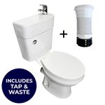 Duo All In One Toilet Basin Sink 2 in 1 Cloakroom Unit with Tap & Pan Connector