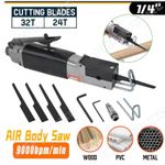 Air Body Hacksaw Cut Off Saw Cutting Metal Tool Pneumatic Reciprocating 4 Blades