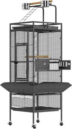 61" Large Bird Cage Playtop Wrought Iron Parrot Cage with Rolling Stand