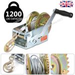Hand Winch Heavy Duty Hand Crank 1200lbs 10M Polyester Strap Puller for Boat/ATV