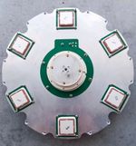 Circular CRPA GNSS anti-spoofing antenna platform with 6 GNSS elements.