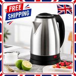 Cordless Electric Kettle 2L 1500W Stainless Steel Jug Overheat Protection 360°UK