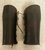 1918 Dated WW1 British Army Officers Black Leather Leg Gaiters Half Chaps