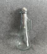 Vintage Glass Cruet Vinegar Oil Glass Bottle Silver Plated Stopper