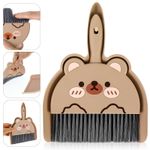 Ouligay Portable Hand Broom and Dustpan Set,Cute Mini Mini, Brown