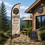 Custom Coffee Feather Flag Pole Kit Personalized Diy Store Banner Business Sign