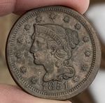 1851 Braided Hair Head LARGE CENT - VERY NICE - FULL LIBERTY - (HIGH GRADE) e716