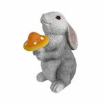 Rabbit Figurine with Toadstool Light Weatherproof Solar Rabbit Sculpture Resin