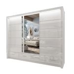 WARDROBE-Modern High Gloss Sliding Doors Wardrobes with LED Light-Sycilia