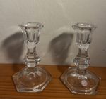 2x Vintage 1930s Glass Crystal Cut Candle Holders Candlesticks Art Deco Excllnt