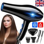Professional Hair dryer Nozzle Low Noise 2200w Ionic Blow Dryerwith Diffuser blu