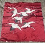 Antique vintage Japanese embroidered silk panel decorated cranes bird tapestry