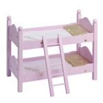 Wooden Doll Bunk Bed with Ladder and Bedding for 18 inch Dolls, Pink