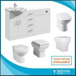 New White Gloss Complete Bathroom Suite with Basin Vanity Toilet Unit & Drawers