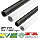 Univolt PVC Round Conduit Heavy Gauge 20MM & 25MM 1MT/3MT Lengths Black & White