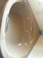 Corner Indoor Spa Bath Tub 1 Person Beige Acrylic with Massage Jets