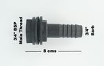 Tank/Drum outlet to 3/4" barbed hose tail, waterbutt overflow connector (PACK 2)