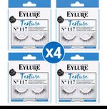 4 x Eylure Pre Glued Eyelash False Eyelashes Volume 117 Light Volume Reusable