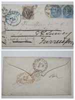 INDIA CALCUTTA 1868 Cover - Mixed Franking, 3 x QV India Stamps 