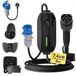 EV Charger Type 2 to CEE Plug, 6M / 7.4kW / 6-32A Adjustable Current / 1 Phase
