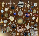 VTG To Modern Pendant Charm Lot - Flower Moon Heart Cross Enamel Rhinestones