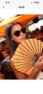 Veuve Clicquot Folding Hand Fan Black with Tassel & Sleeve/Case