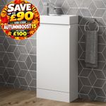 Gloss White Floor Standing 400mm Slim Vanity Unit Basin Sink Cloakroom Bathroom